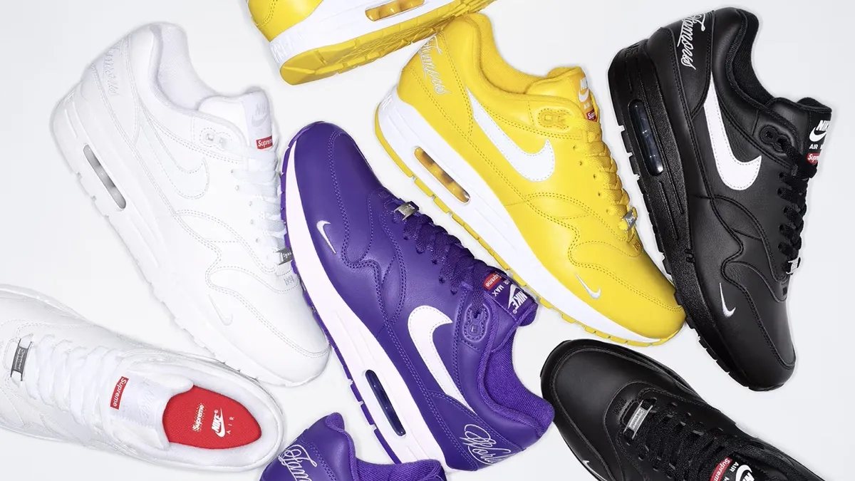 Supreme x Nike Air Max 1 in vier kleurways